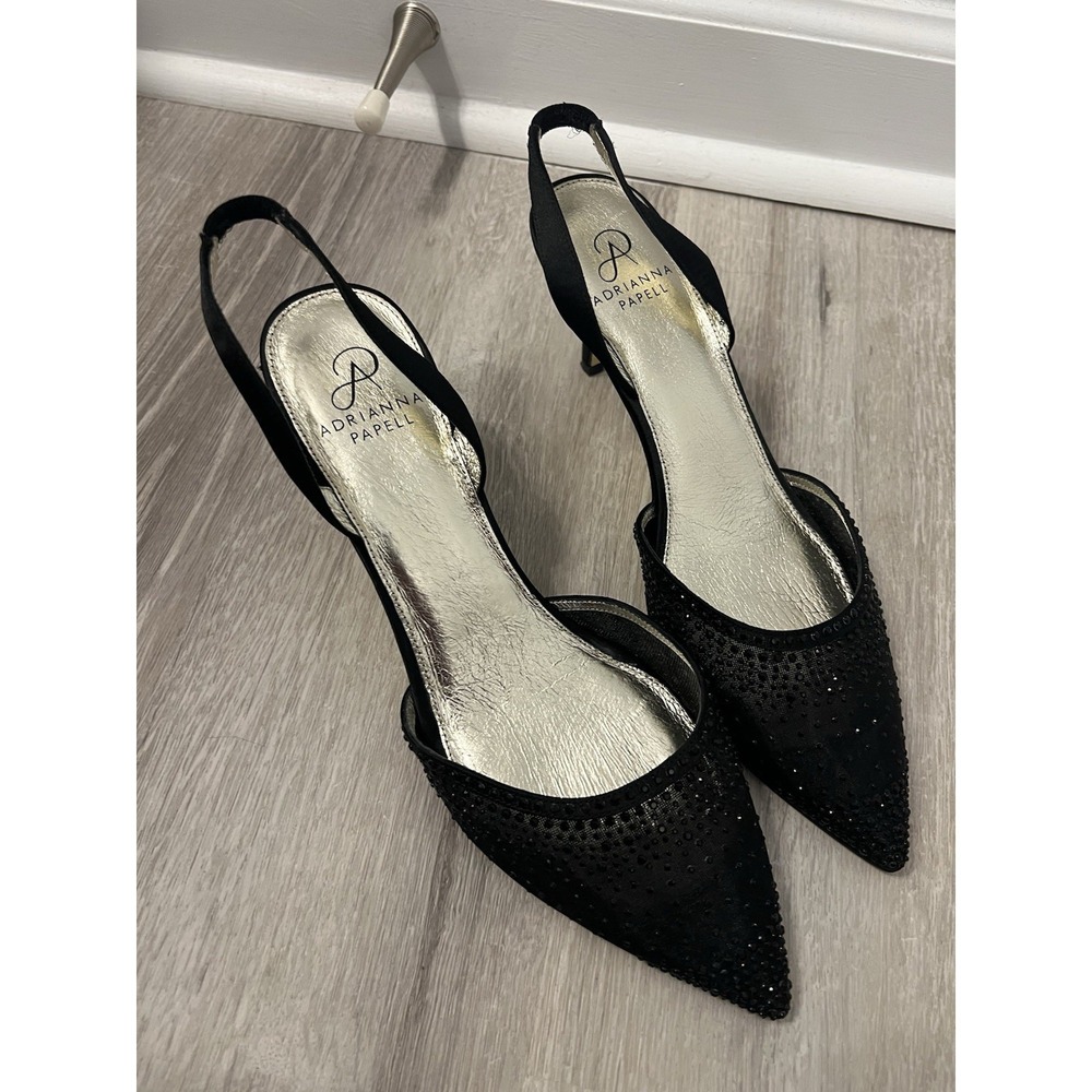 $129 Adrianna Papell Women's Black Hanah Mesh Slingback Sandal Shoe‎ Size US 10M